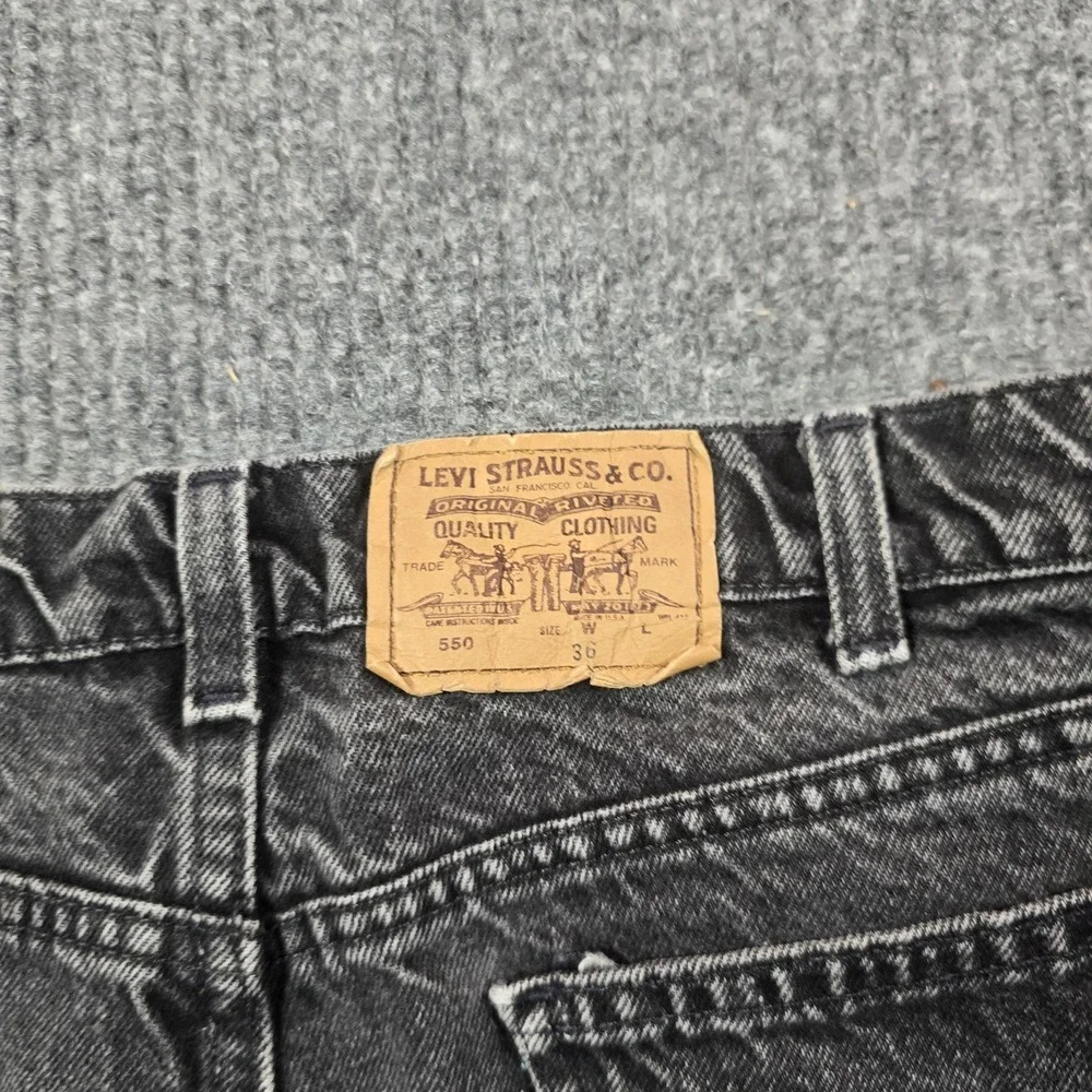 Vintage 90s Levis 550 Jeans Mens 36x29 Husky Gray Tapered Relaxed Distressed USA